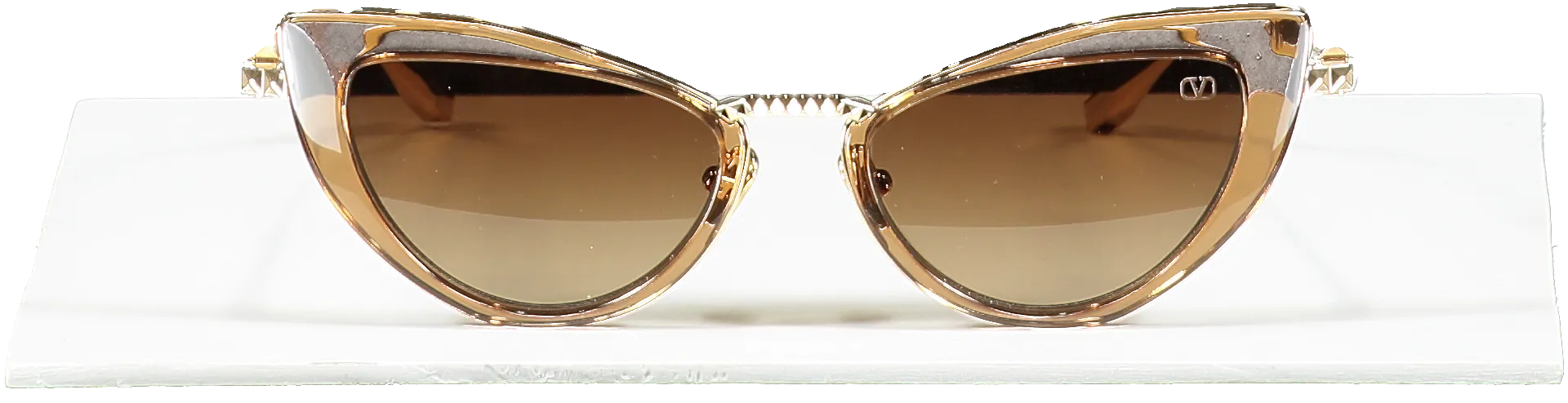 Valentino Brown Viii - Cat-eye Titanium And Acetate Stud Frame