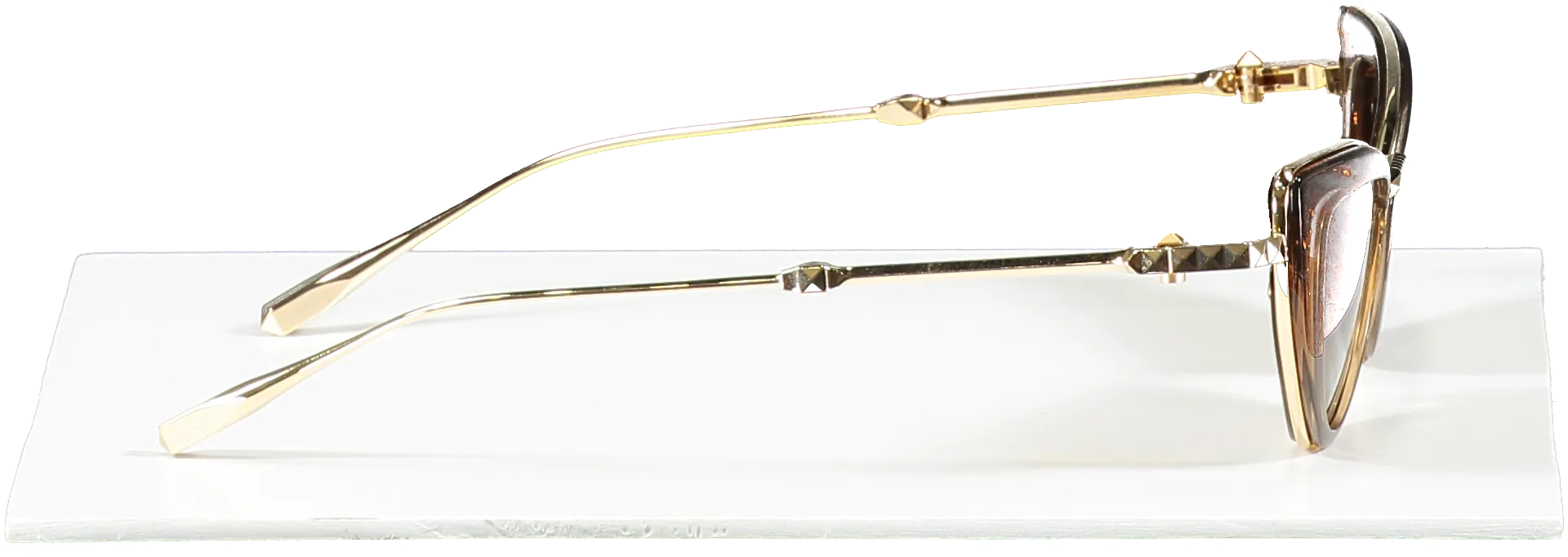 Valentino Brown Viii - Cat-eye Titanium And Acetate Stud Frame