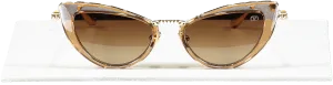 Valentino Brown Viii - Cat-eye Titanium And Acetate Stud Frame