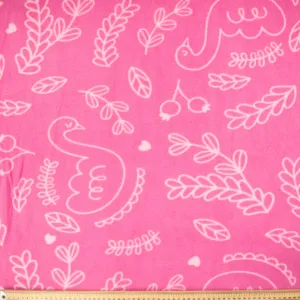 White Swans & Aquatic Plants on Pink Printed Polar Fleece DSN #1