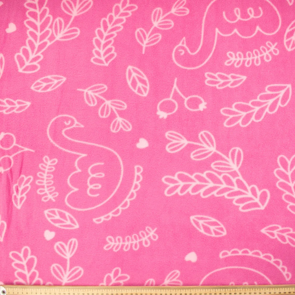 White Swans & Aquatic Plants on Pink Printed Polar Fleece DSN #1
