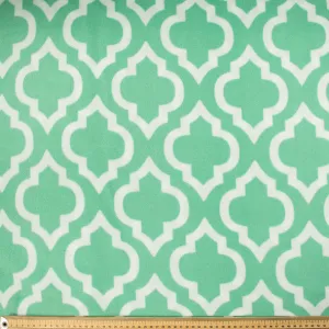 White Trellis Pattern on Mint Green Printed Polar Fleece DSN #12