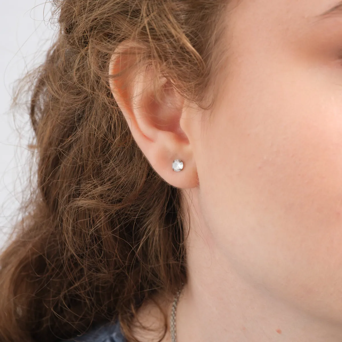 White Zirconia Titanium Stud Earrings