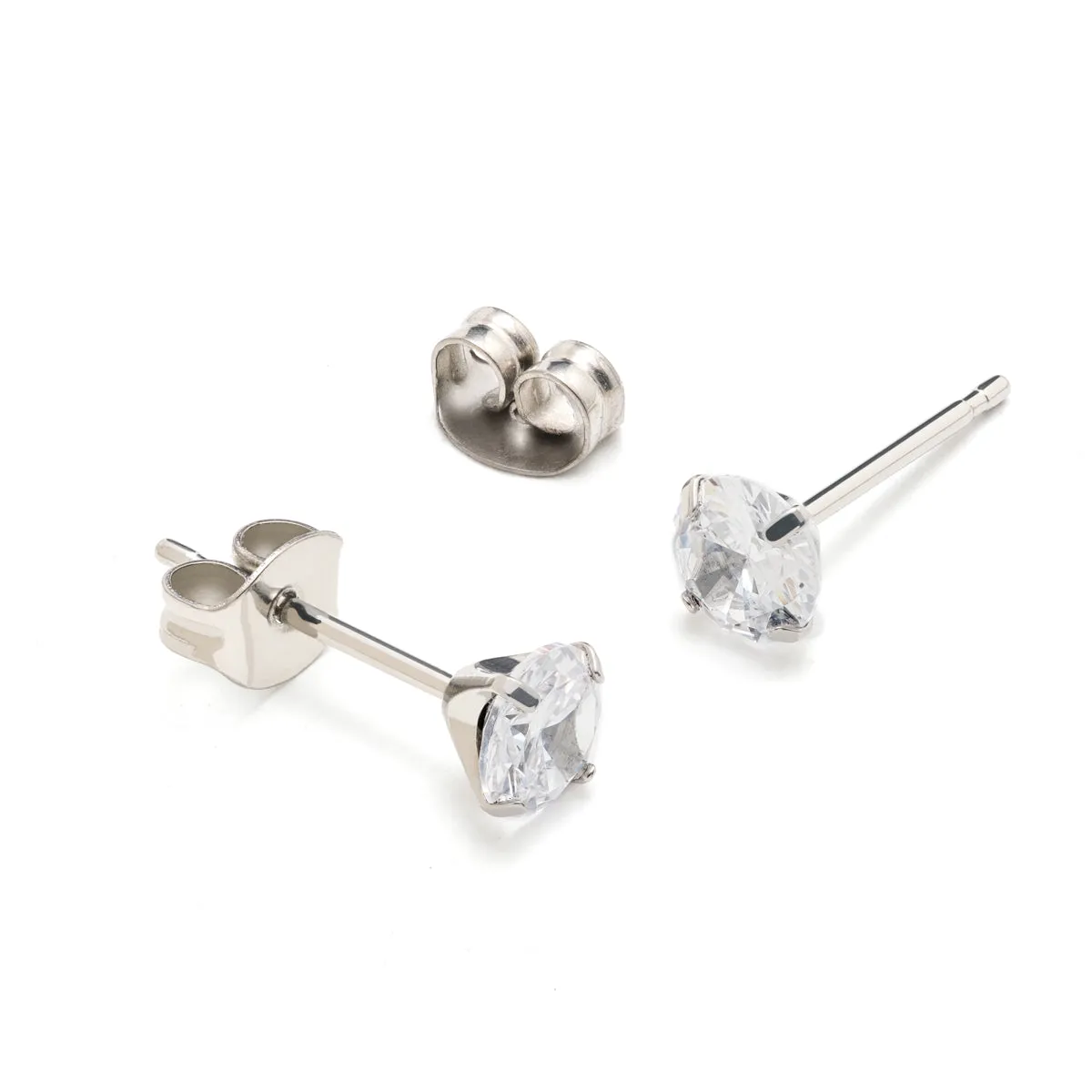 White Zirconia Titanium Stud Earrings